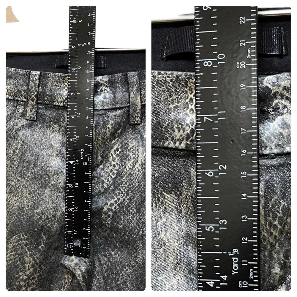J. Brand Black Golden Snakeskin Coated Legging Jean Size 26 Edgy Club Night Life - Picture 8 of 12